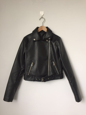 Women's PU jacket long sleeve faux leather outerwear 