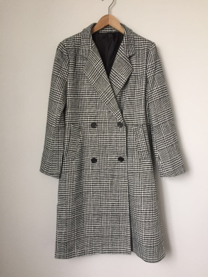 Women's coat long sleeve outerwear lady's plaid coat