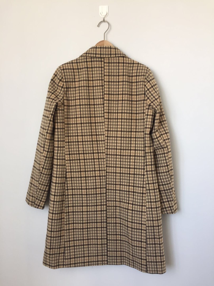Women's coat long sleeve outerwear plaid printed coat