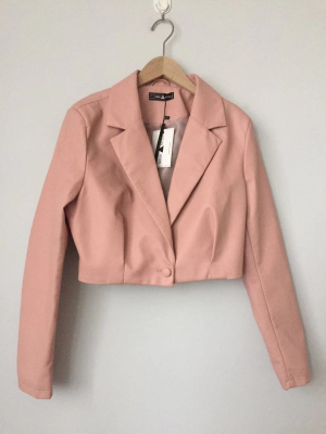 Women's jacket Long sleeve faux leather crop blazer lady's outerwear