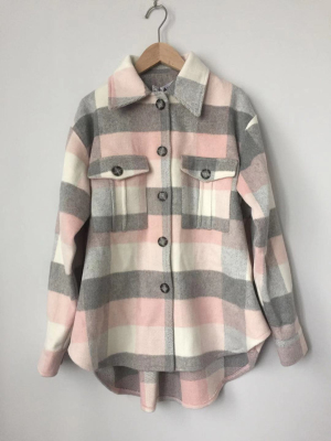 Women's jacket Long sleeve premium quality flannel check shacket shirts