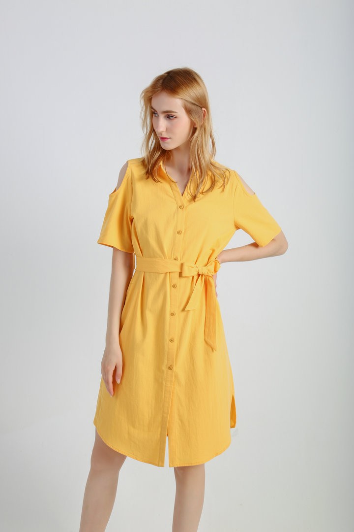Women's Casual Cotton Summer Dress V Neck short Dress