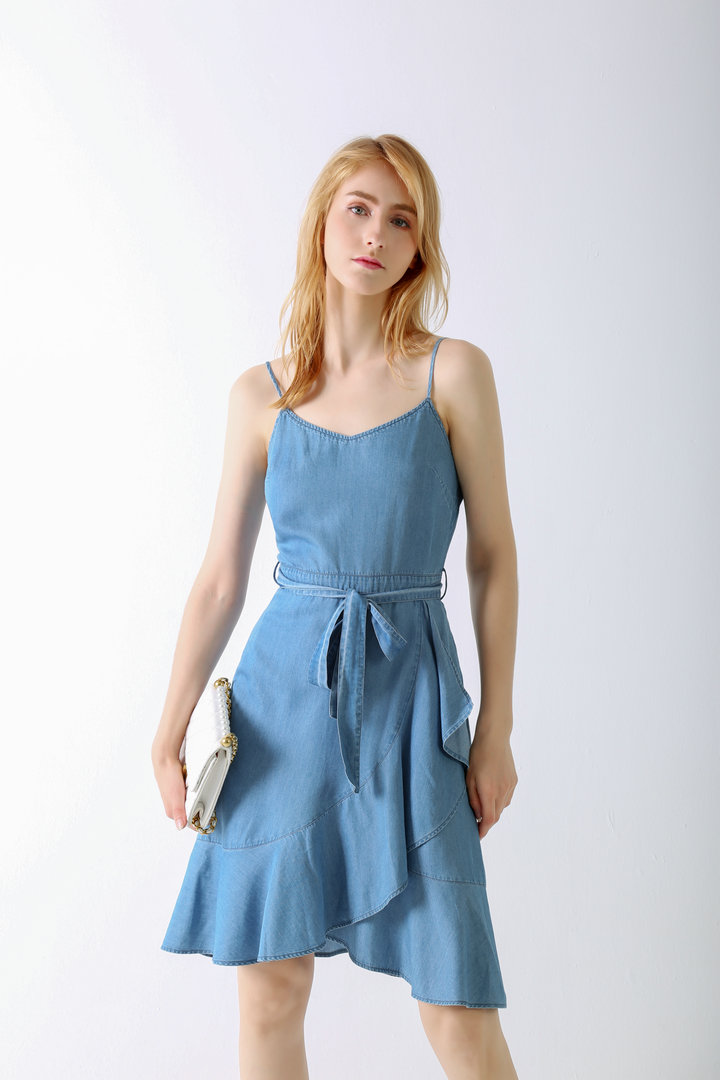 Women's Casual Denim Summer Dress Short Slip  Dress
