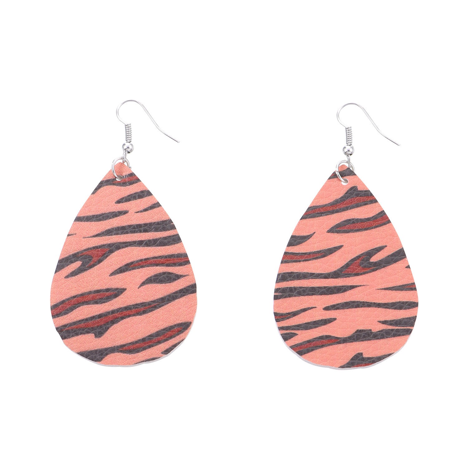 Leopard Print Teardrop Leather Dangle Drop Earrings for Women