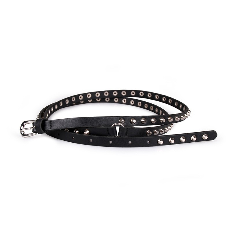 New Style Women's Solid Color Belt Double Hole Women's Leather Belt