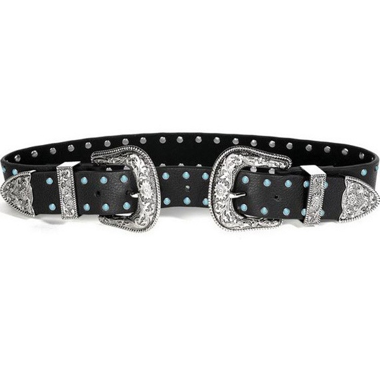  Wide Buckle Belt For Women Woman Vintage Rhinestone Skull Belts