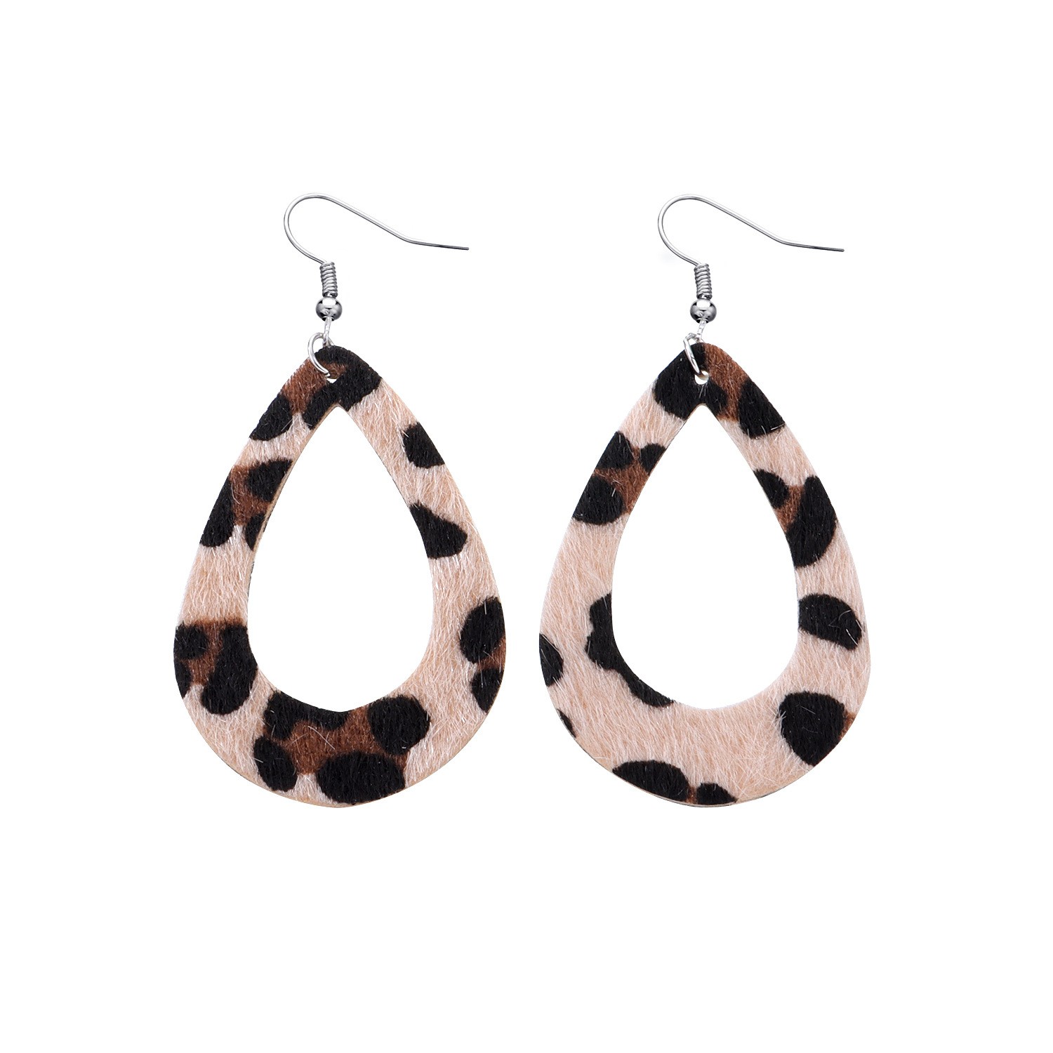 Women's Leather Earrings Retro Double-sided Drop Big Earrings 