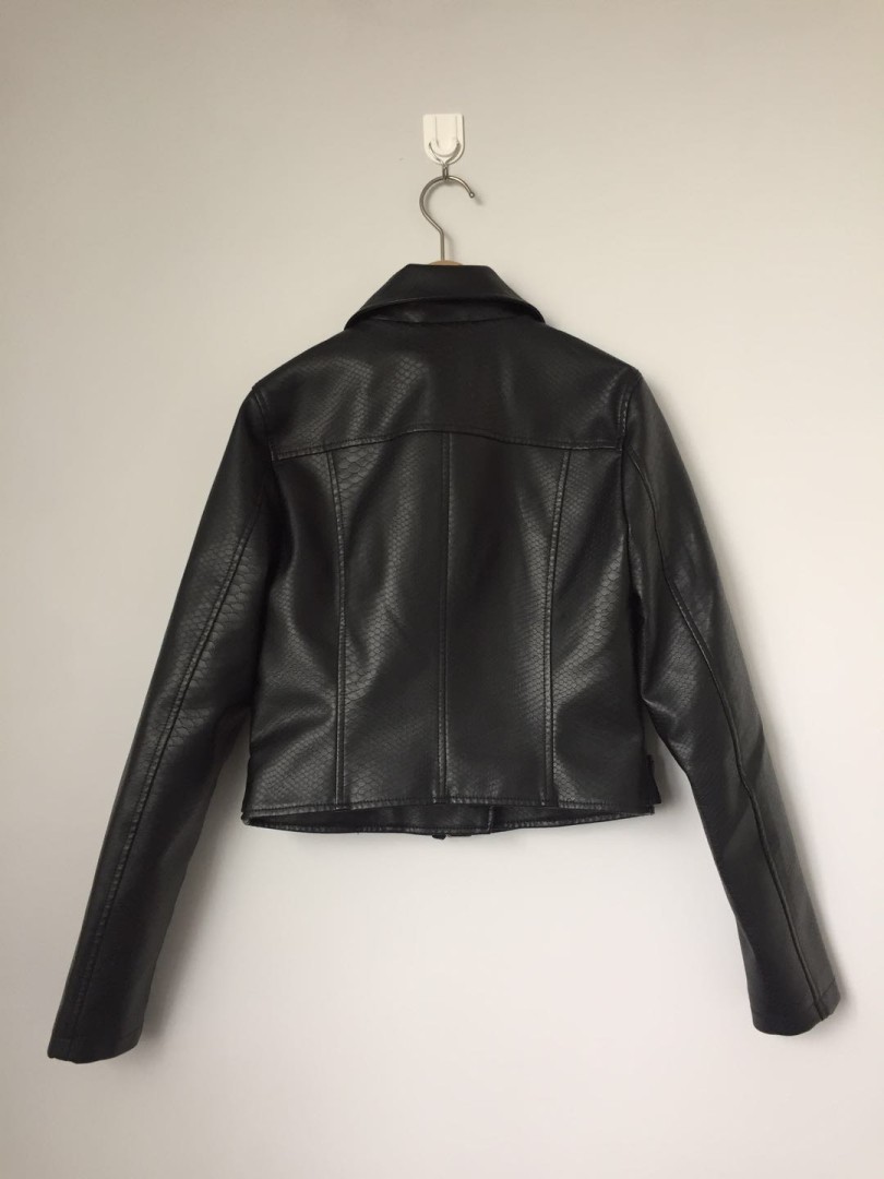 Women's PU jacket long sleeve faux leather outerwear 