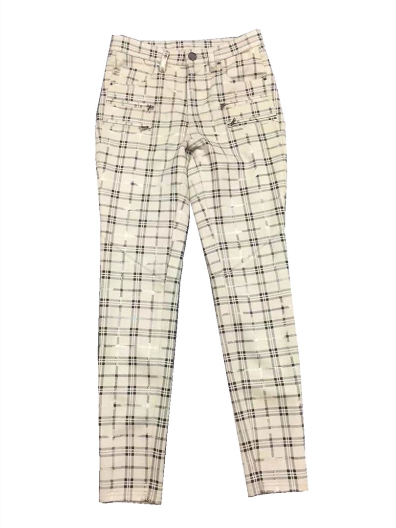 Women's pants plaid printed pants