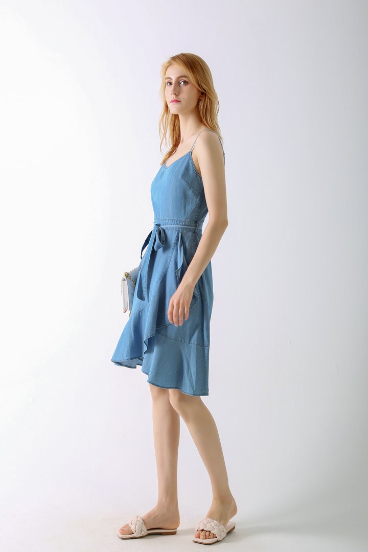 Women's Casual Denim Summer Dress Short Slip  Dress