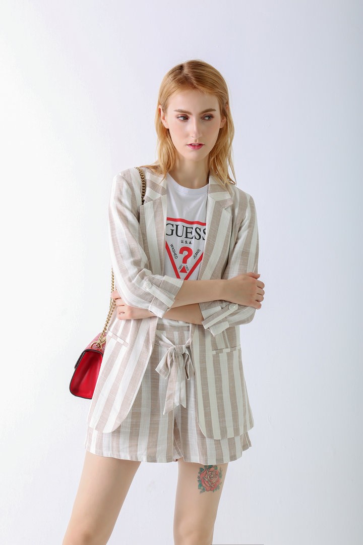 Women's Linen Jacket lady's Spring Long sleeve outerwear suit 