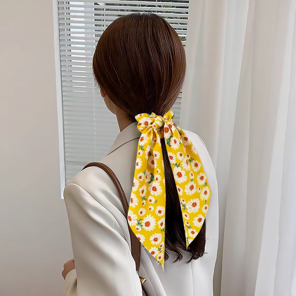 Fashion Print Knotted Scrunchies Ponytail Ribbon Hair Scarf