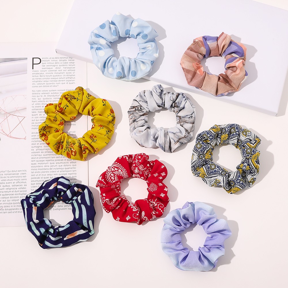 New Print Hair Scrunchie Bows Ponytail Holder Hairband