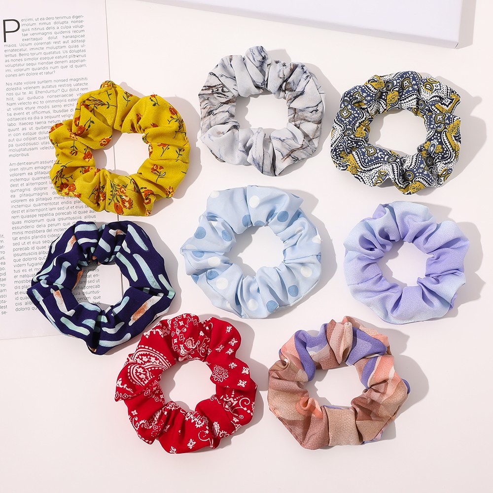 New Print Hair Scrunchie Bows Ponytail Holder Hairband