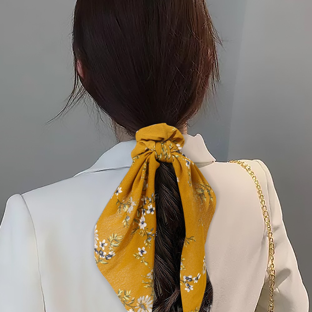  New Fashion Silk Wispy floral Bow Hair Scrunchies Women Hair