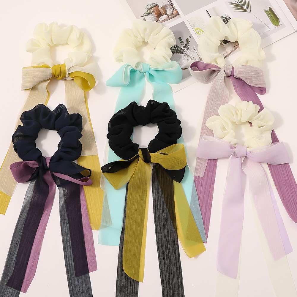 Fashion Scrunchies Elastic Hair Band Floral Striped Pleated Headbands